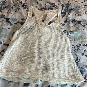 American Eagle Outfitters Cream Knit Open-Back Tank Top - Sz M